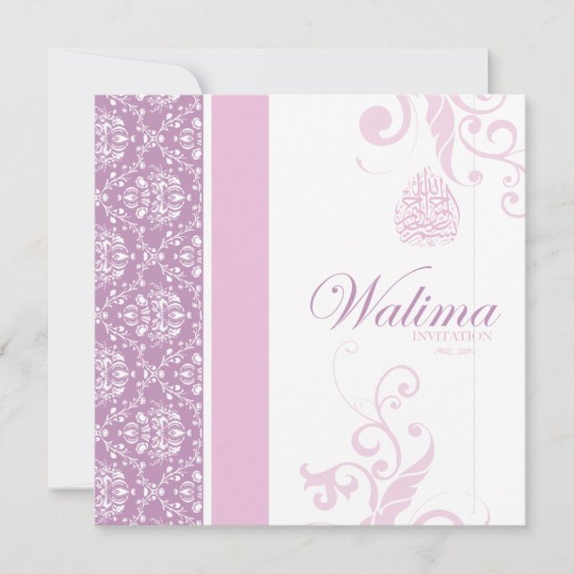 Walima inbjudan - rosa islamiskt bröllop (Framsida)