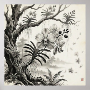 Waling-Waling — Filippinernas Drottningorkidé Sumi Poster