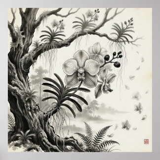 Waling-Waling — Filippinernas Drottningorkidé Sumi Poster