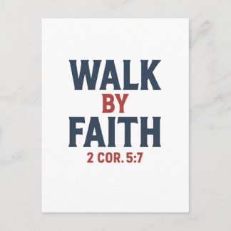 Walk by Faith 2 Cor 5:7 Bible Verse Postcard Vykort