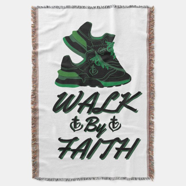 Walk by Faith Bible Quote Filt (Framsidan Vertikal)