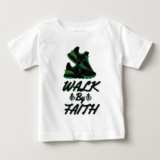 Walk by Faith Bible Quote T Shirt (Framsida)