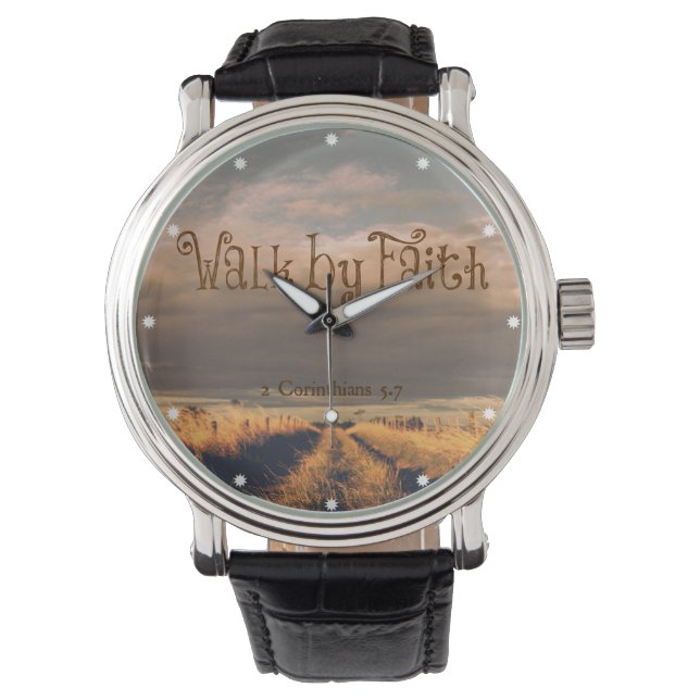 Walk by Faith Bible Verse Scripture Armbandsur (Framsida)