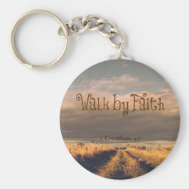 Walk by Faith Bible Verse Scripture Nyckelring