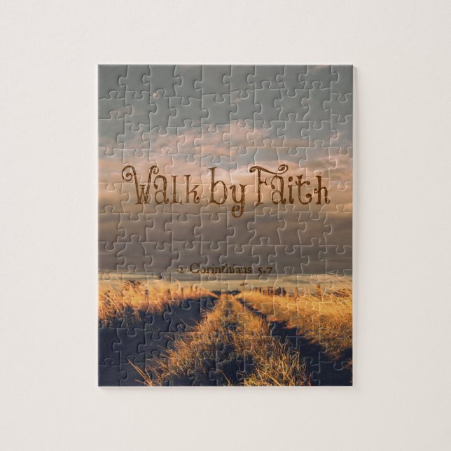 Walk by Faith Bible Verse Scripture Pussel (Vertikal)