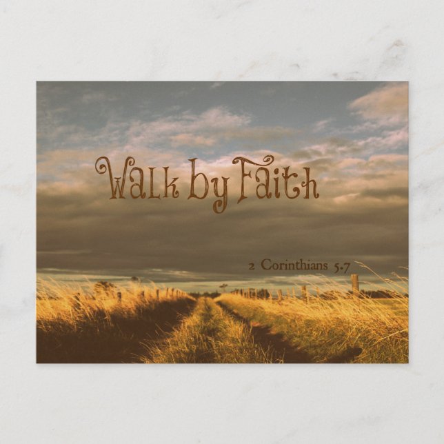 Walk by Faith Bible Verse Scripture Vykort (Framsida)