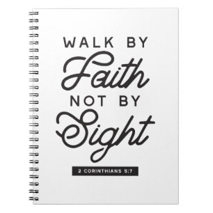 "Walk by Faith" Bible Verse Typography Design Anteckningsbok