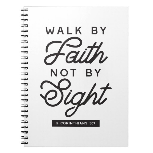 "Walk by Faith" Bible Verse Typography Design Anteckningsbok (Framsidan)