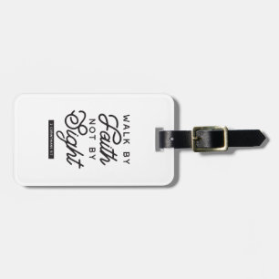 "Walk by Faith" Bible Verse Typography Design Bagagebricka