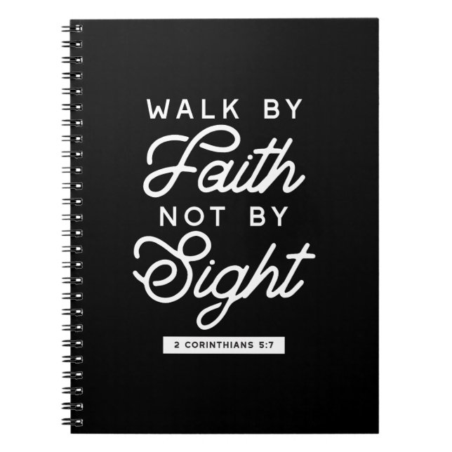 "Walk by Faith" Bible Verse Typography Design II Anteckningsbok (Framsidan)