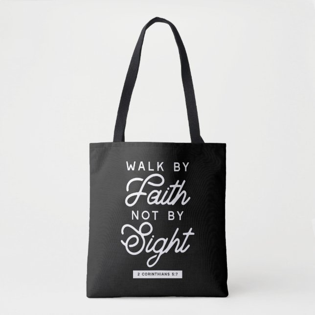 "Walk by Faith" Bible Verse Typography Design II Tygkasse (Framsida)