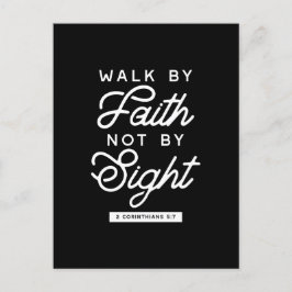 "Walk by Faith" Bible Verse Typography Design II Vykort