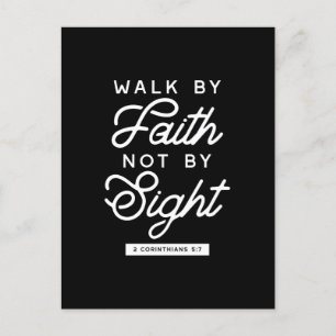 "Walk by Faith" Bible Verse Typography Design II Vykort