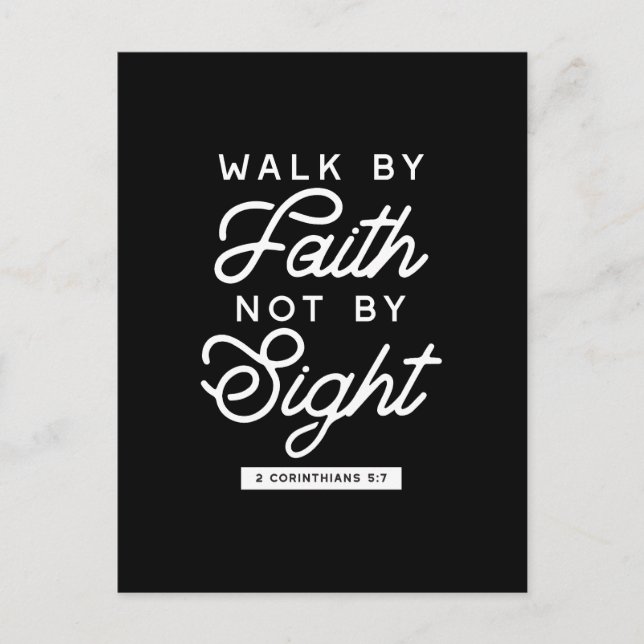 "Walk by Faith" Bible Verse Typography Design II Vykort (Framsida)
