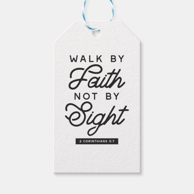 "Walk by Faith" Bible Verse Typography Design Presentetikett (Framsidan)