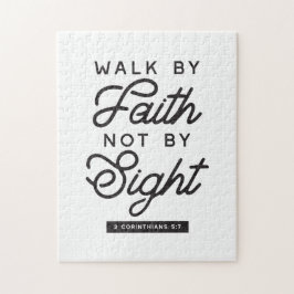 "Walk by Faith" Bible Verse Typography Design Pussel