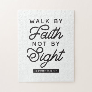 "Walk by Faith" Bible Verse Typography Design Pussel