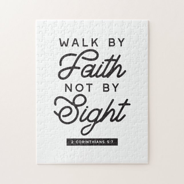 "Walk by Faith" Bible Verse Typography Design Pussel (Vertikal)