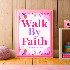 Walk by Faith Boho Christian Tonåring Girl Wall Ar Poster