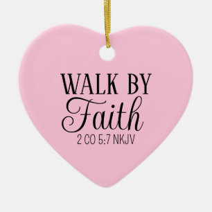 Walk by Faith Christian Living Soft Rosa Simple Julgransprydnad Keramik