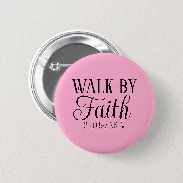 Walk by Faith Christian Living Soft Rosa Simple Knapp (Framsida & baksida)