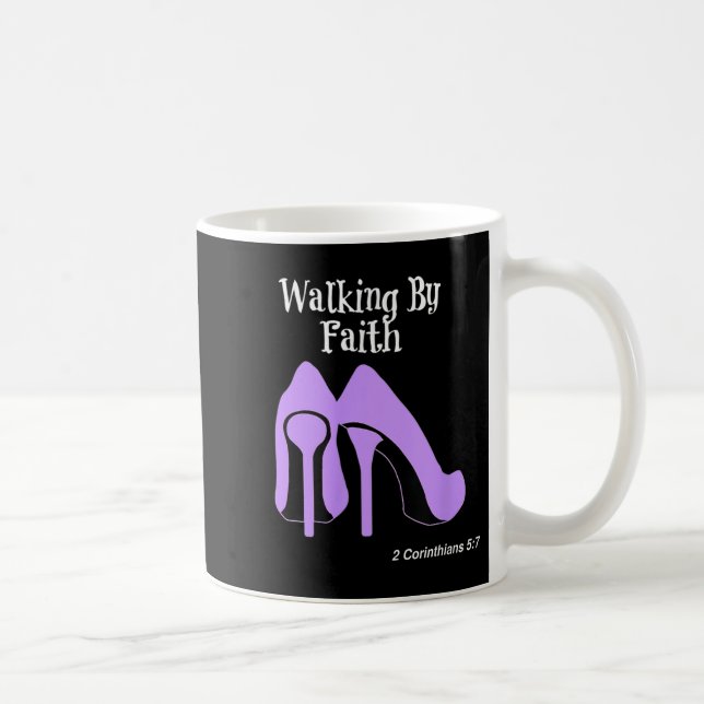 Walk By Faith Graphic Christian Design With Purple Kaffemugg (Höger)