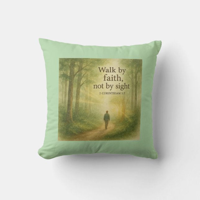 Walk by Faith - Inspirational Christian Forest A Kudde (Framsida)