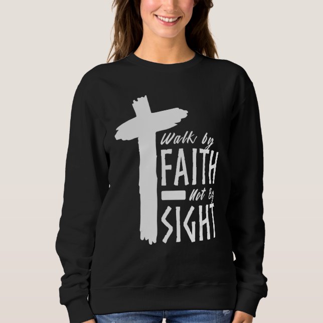 Walk By Faith Not By Sight Christian Cross Biblica T Shirt (Framsida)