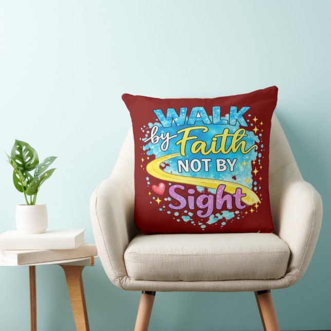 Walk by Faith Not by Sight Inspirational Throw Pil Kudde (Stol)
