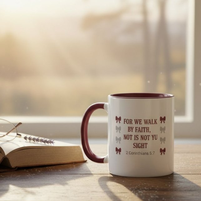 Walk by Faith Not by Sight Religious Two-Tone Mug Mugg (Skapare uppladdad)