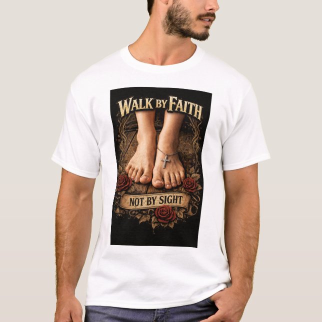 Walk by faith & Romans 10:15 T Shirt (Framsida)