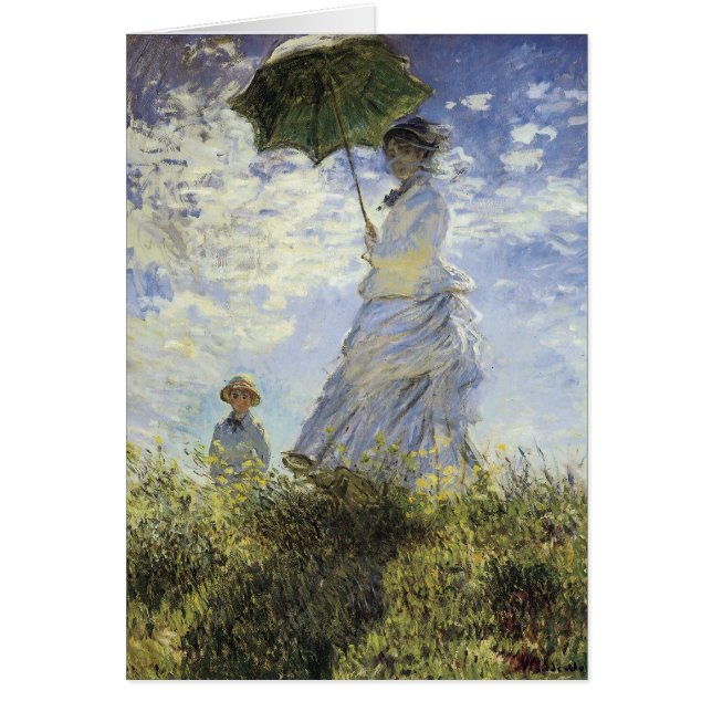 Walk, Dam med parasol Hälsningskort (Framsidan)
