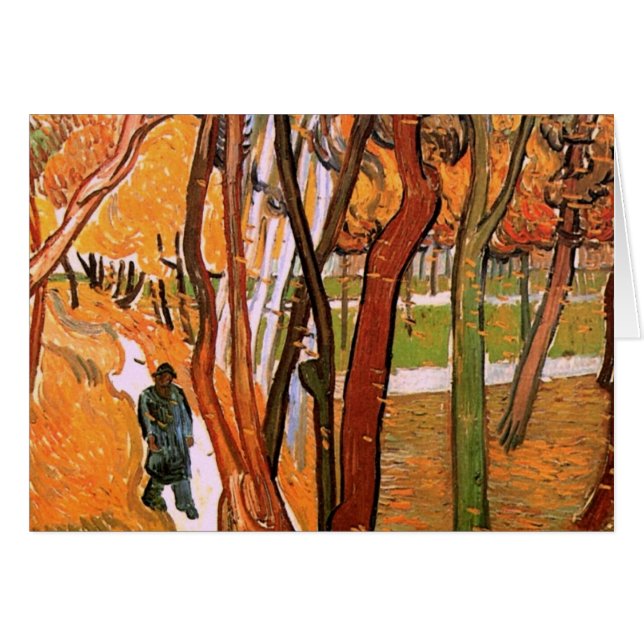 Walk: Fallande Löv av Vincent van Gogh Hälsningskort (Framsidan Horizontal)