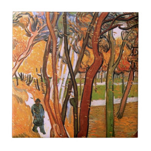Walk: Fallande Löv av Vincent van Gogh Kakelplatta