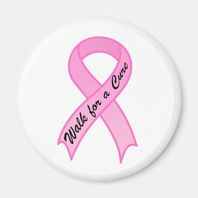 Walk for a Cure Rosa Ribbon Magnet (Framsidan)