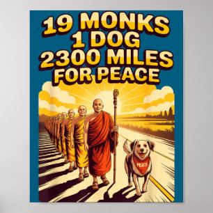 Walk For Peace Buddhist Mönk Illustration Poster