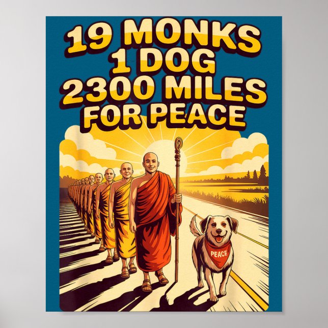 Walk For Peace Buddhist Mönk Illustration Poster (Framsidan)