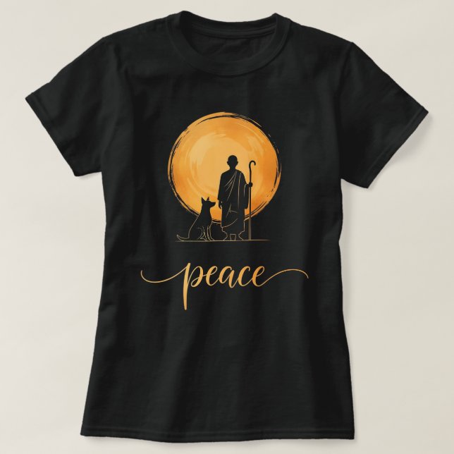 Walk for Peace Monks with Aloka Dog T Shirt (Design framsida)