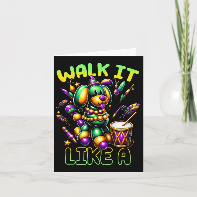 Walk I Ts som en Bead Hund Mardi Gras Fattuesday N Kort (Framsida)