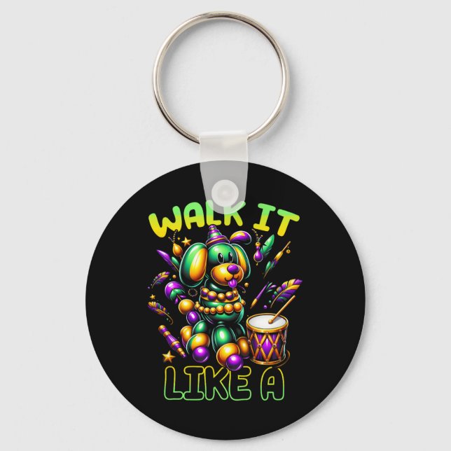 Walk I Ts som en Bead Hund Mardi Gras Fattuesday N Nyckelring (Framsida)