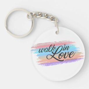 Walk in Kärlek Bible Quote Valentine Nyckelkedja