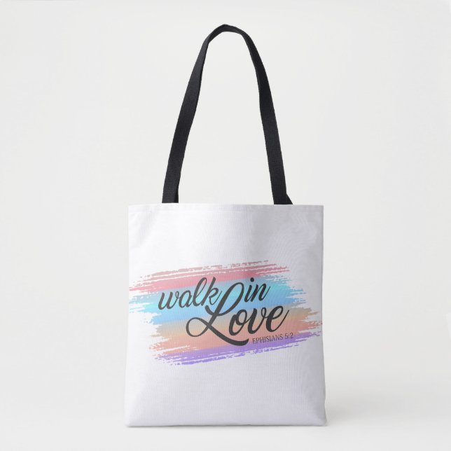 Walk in Kärlek Bible Quote Valentine | Tote Bag Tygkasse (Framsida)