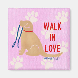 Walk in Kärlek Golden Retriever Hund Rosa Magnet