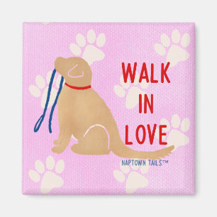 Walk in Kärlek Golden Retriever Hund Rosa Magnet
