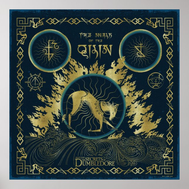 Walk of the Qilin Golden Vatten Tapestry Poster (Framsidan)
