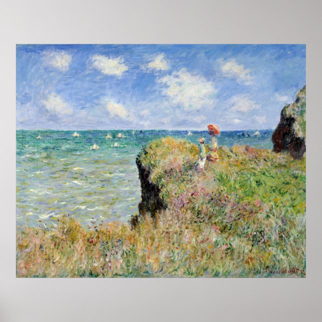 Walk on Cliff at Pourville - Claude Monet Poster (Framsidan)