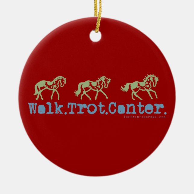 Walk Trot Canter Horses Julgransprydnad Keramik (Framsidan)