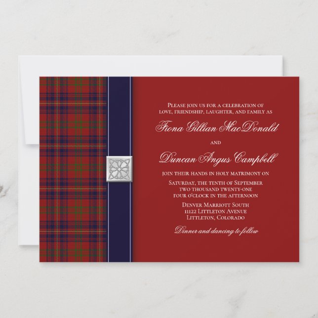 Walker Evening Tartan Celtic Wedding-inbjudan Inbjudningar (Framsida)