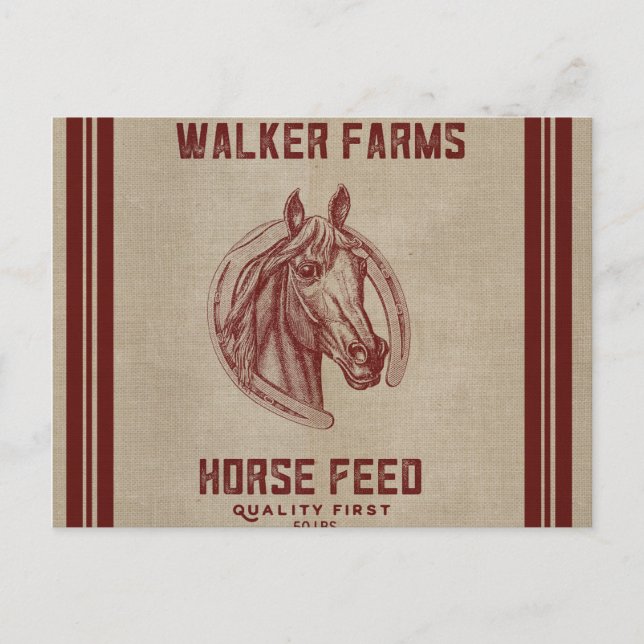 Walker Farms Horse Matar Sack Vykort (Framsida)