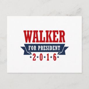 Walker For President 2016 Auktoriserad Ribbon Vykort